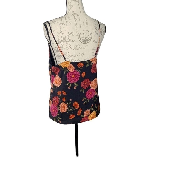 𝅺CUPCAKES and Cashmere black floral blouse. Spaghetti straps. Size S NWOT - Picture 3 of 9